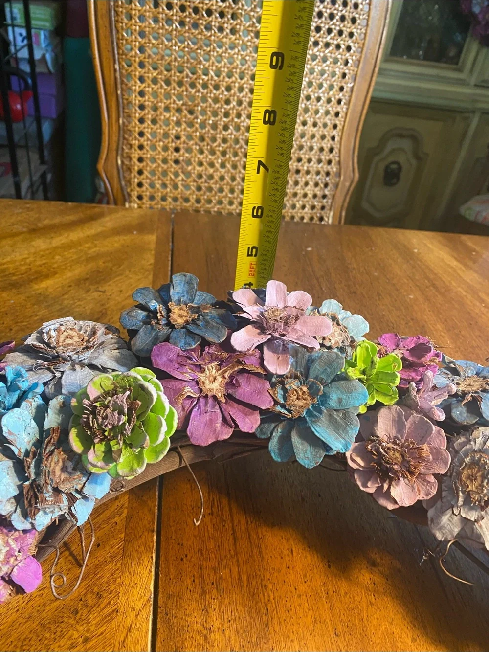 Multicolor Floral Pinecone 20” Wreath with Purple, Teal & Green Accents